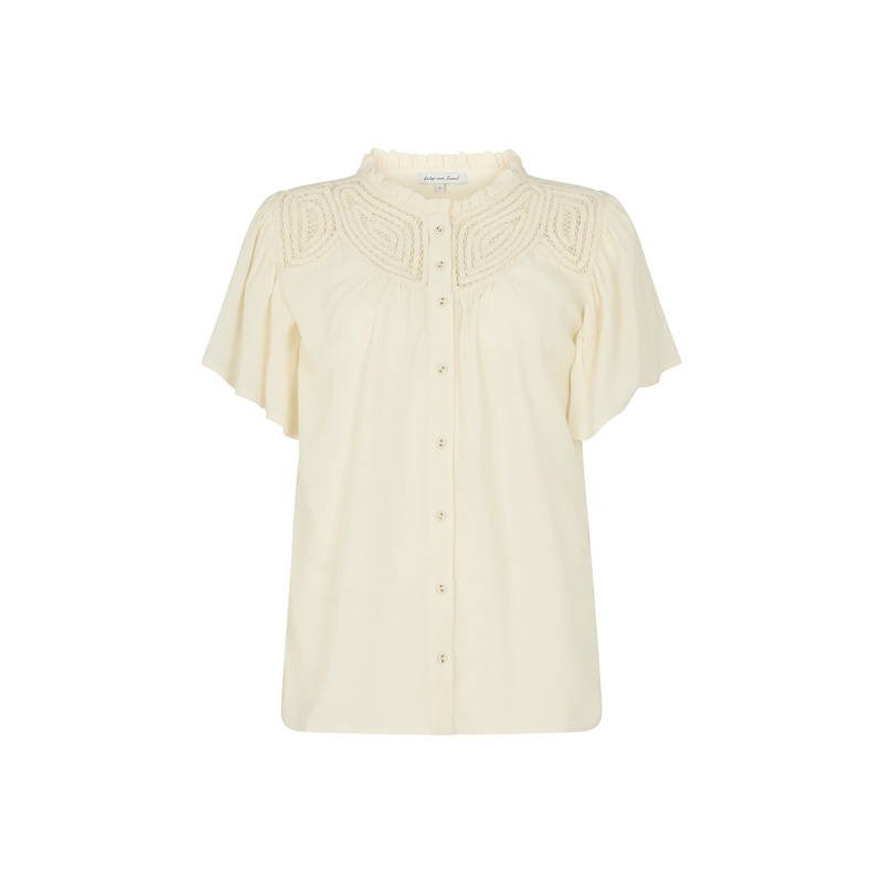 Thumbnail of Kew Lace Insert Angel Sleeve Shirt In Cream image