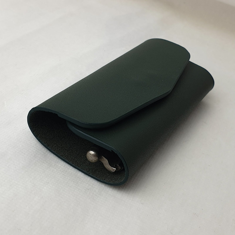 Thumbnail of Handmade Dark Green Leather Key Case – Full-Grain Leather Key Holder with Metal Ring image