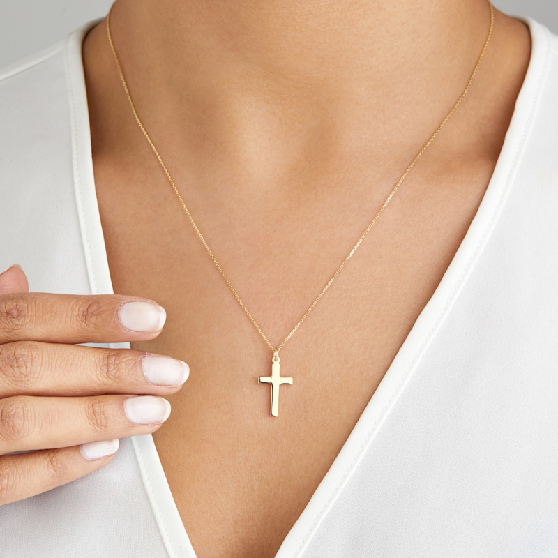 Thumbnail of Solid Gold Cross Pendant Necklace image