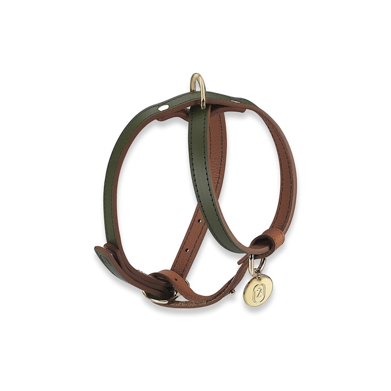 Thumbnail of Khaki Brown Leather Dog Harness image
