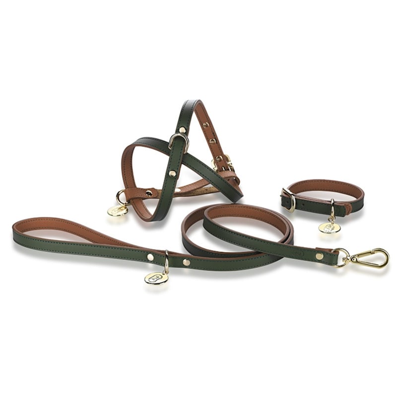 Thumbnail of Khaki Brown Leather Dog Harness image