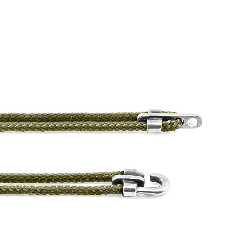 Thumbnail of Khaki Green Canterbury Silver & Rope Bracelet image