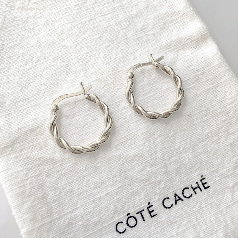 Thumbnail of Silver Small Braided Hoop Earrings image