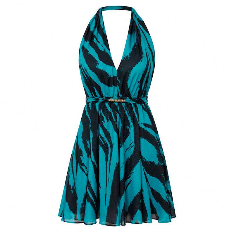 Kiara Dress – Green Zebra Print | Chiarella