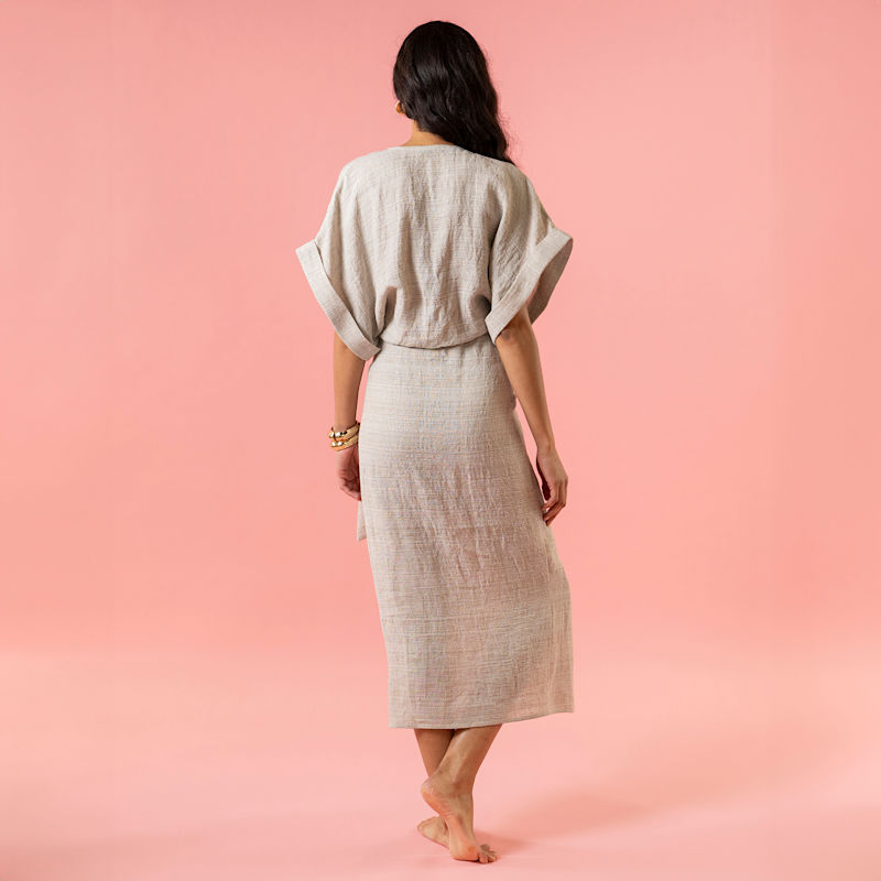 Thumbnail of Kim Luxe Linen Wrap Dress - Natural image