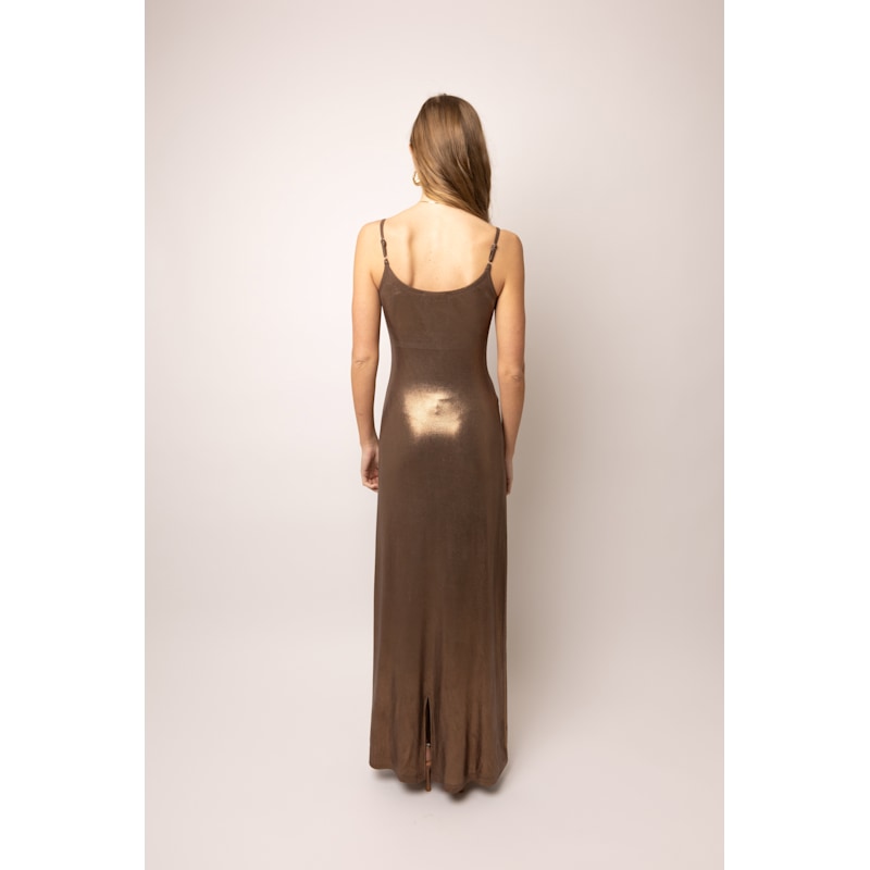 Amy Lynn Metallic Maxi Dress - Brown