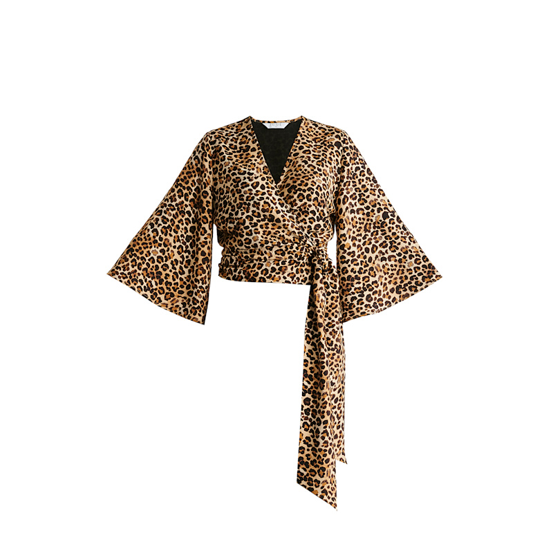 Thumbnail of Kimono Wrap Blouse In Leopard Print image