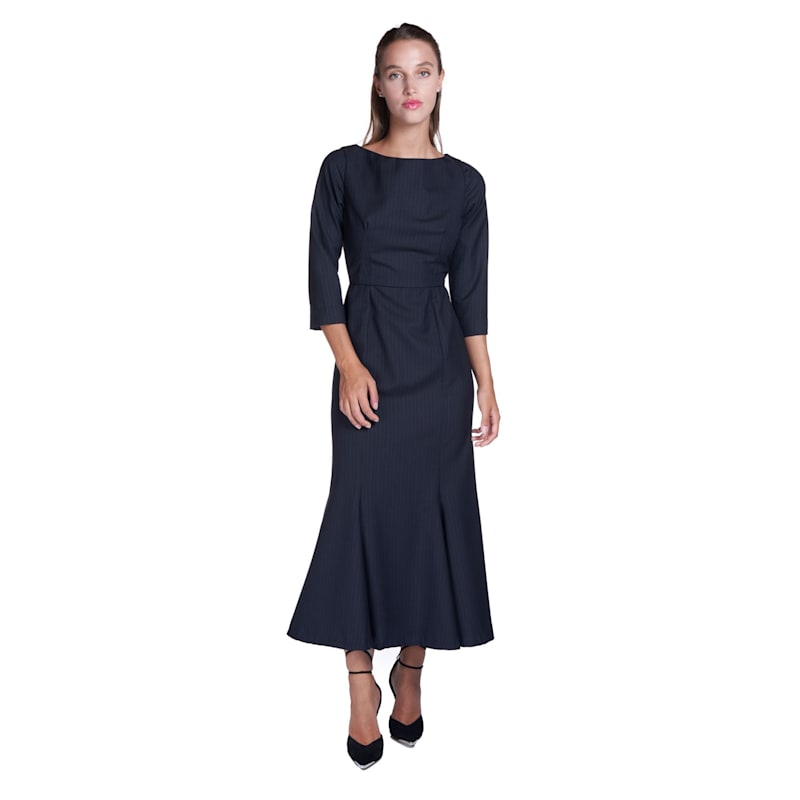 Thumbnail of Pinstripe Wool Midi Dress image