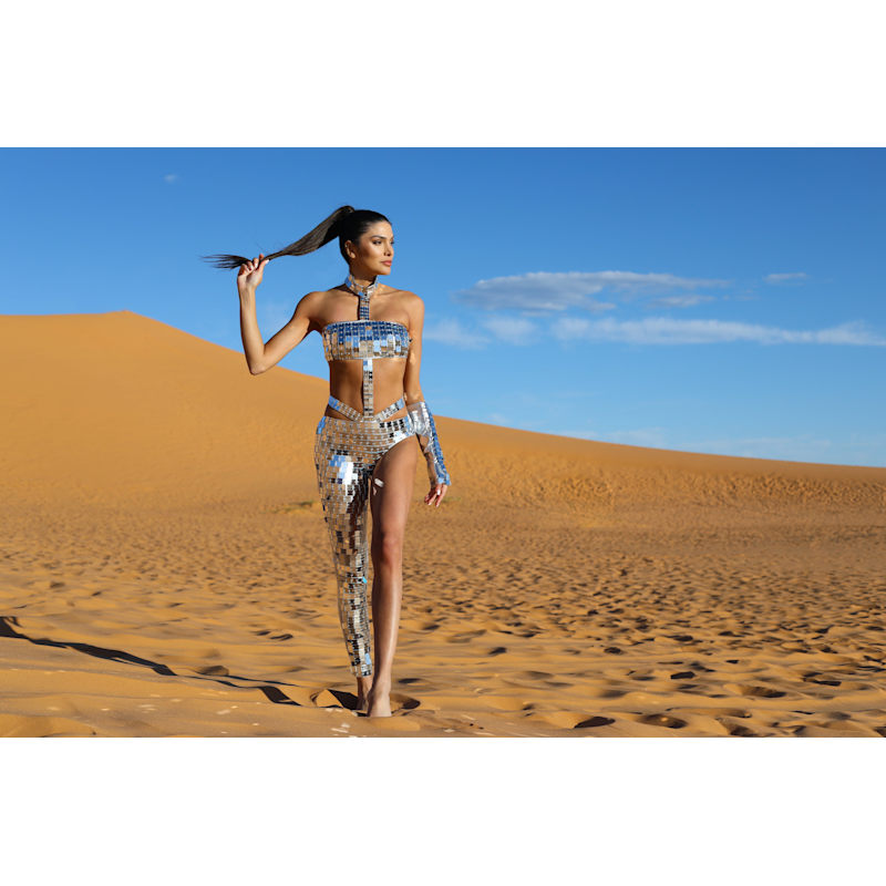 Kinesthetic Mirrored Silver Catsuit By Dani Watanabe | HARMONIA NY
