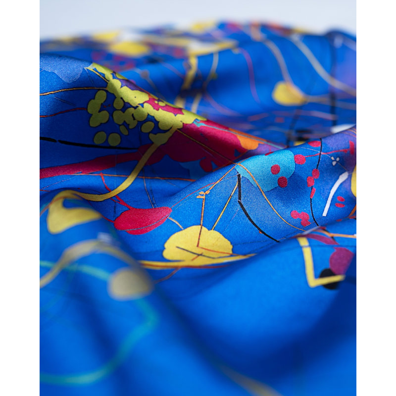 Thumbnail of Mulberry Silk Scarf– Blue | Kinetic Energy Print | Small image