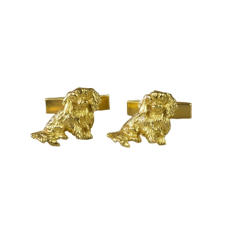 Thumbnail of King Charles Spaniel Cufflinks Eighteen Carat Gold On Sterling Silver. image