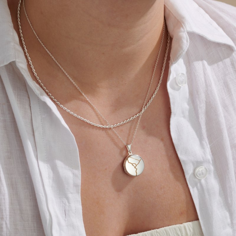 Thumbnail of Kintsugi Small Round Locket Necklace image