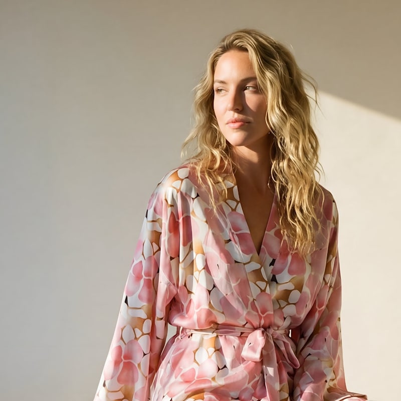 Thumbnail of Silk Midi Kimono - Kintsugi Swan image