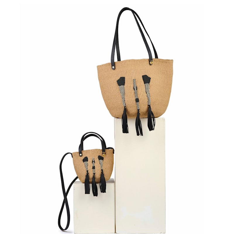 Kiondo Crossbody Basket Bag - Anyango Design Black & White Xs | Mifuko ...