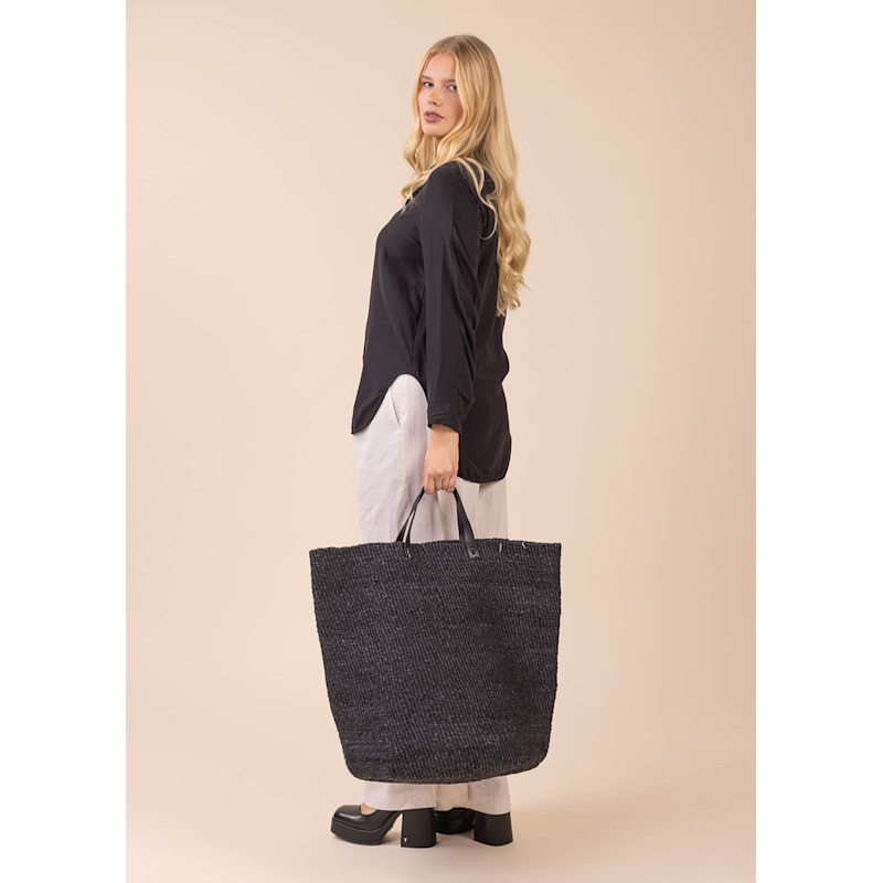 Thumbnail of Kiondo Floor Basket - Black With Handles Xl image
