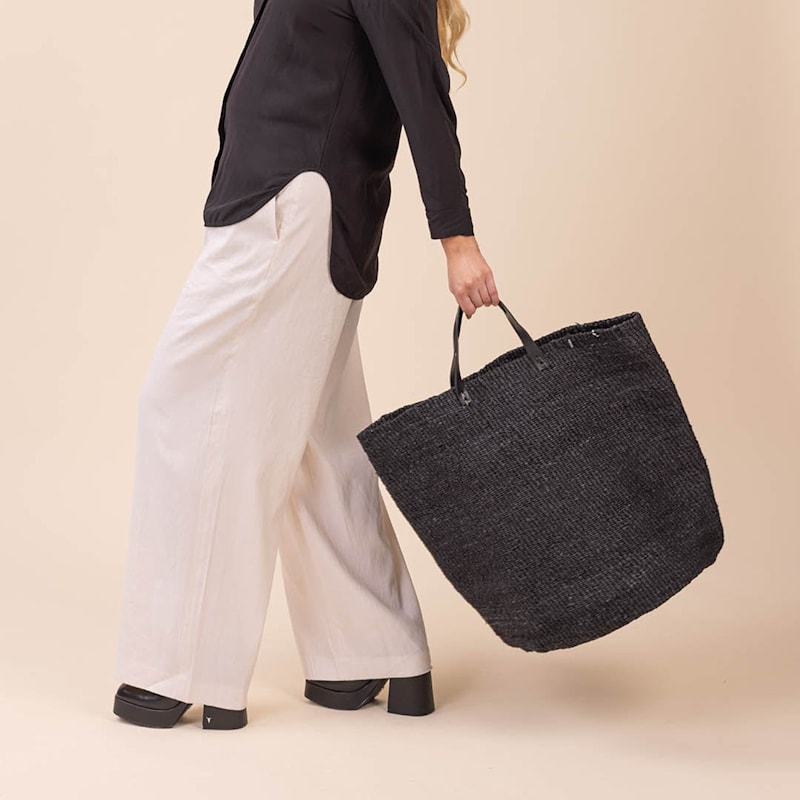 Thumbnail of Kiondo Floor Basket - Black With Handles Xl image