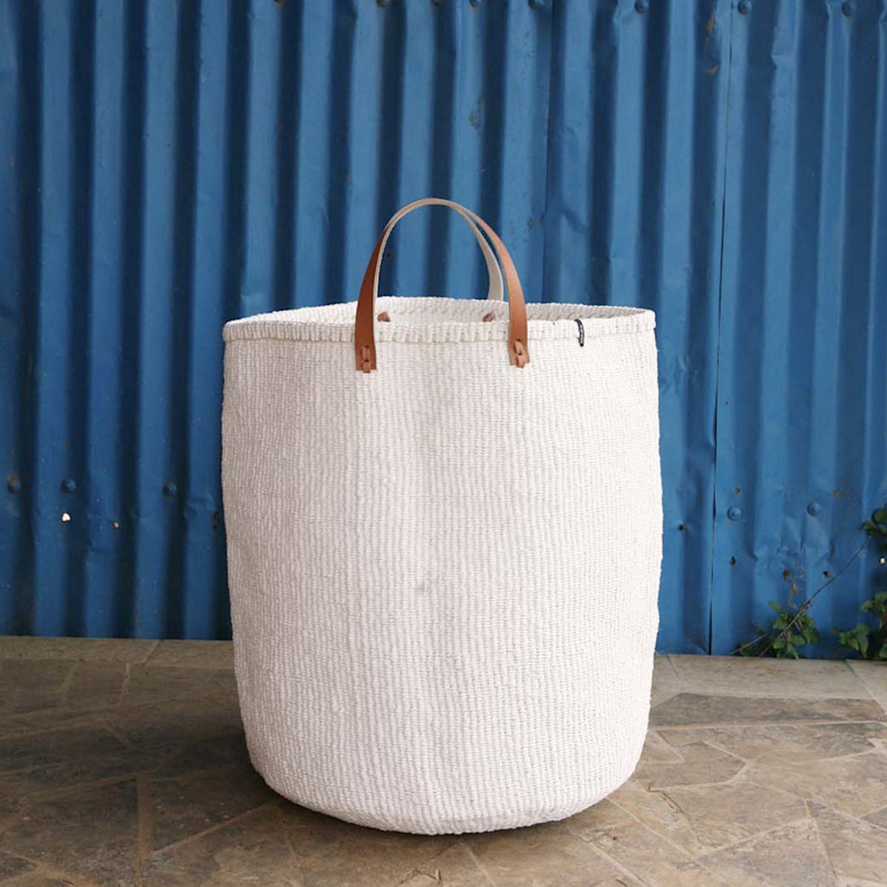 Kiondo Floor Basket - White With Handles Xl | Mifuko | Wolf & Badger