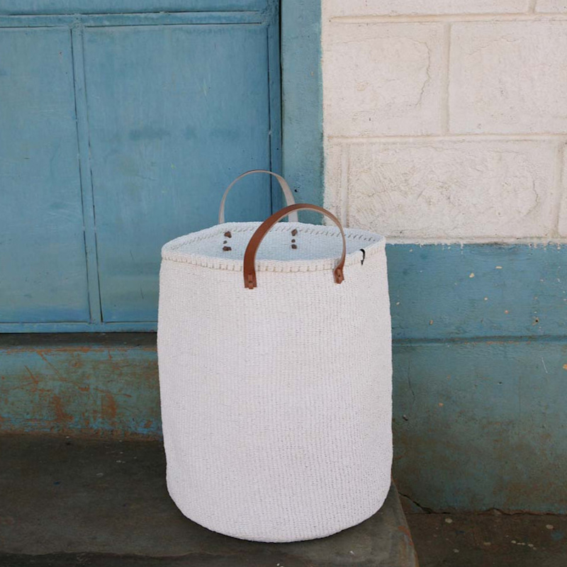 Kiondo Floor Basket - White With Handles Xl | Mifuko | Wolf & Badger