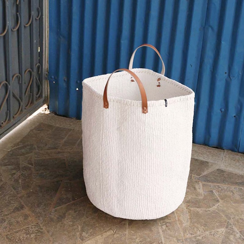 Kiondo Floor Basket - White With Handles Xl | Mifuko | Wolf & Badger