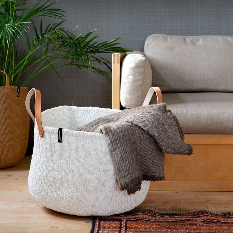 Kiondo Floor Basket - White With Handles Xxl | Mifuko | Wolf & Badger