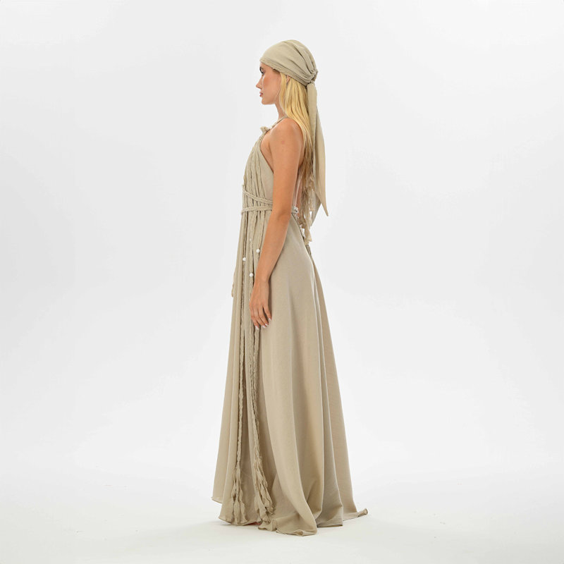 beige boho maxi dress Rvkxad Dresses for Women 2025 Casual Spring Sleeveless Maxi Dresses Tie  Front A-Line Empire Waist Casual Summer Smocked V Neck Flowy Boho Long  Dress Beige S