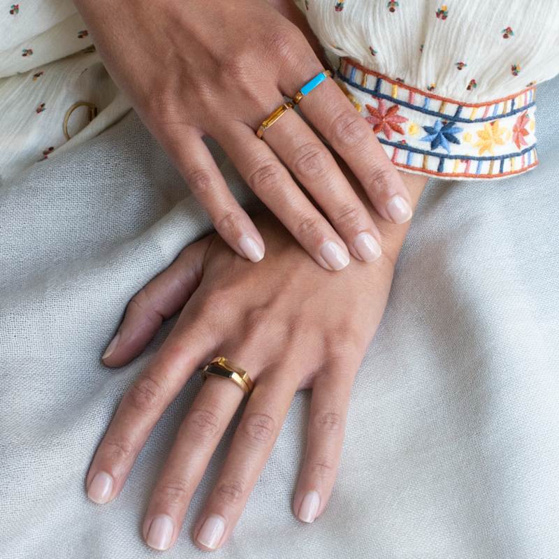 Thumbnail of 14K Gold Plated Slim Stacking Ring - Citrine image