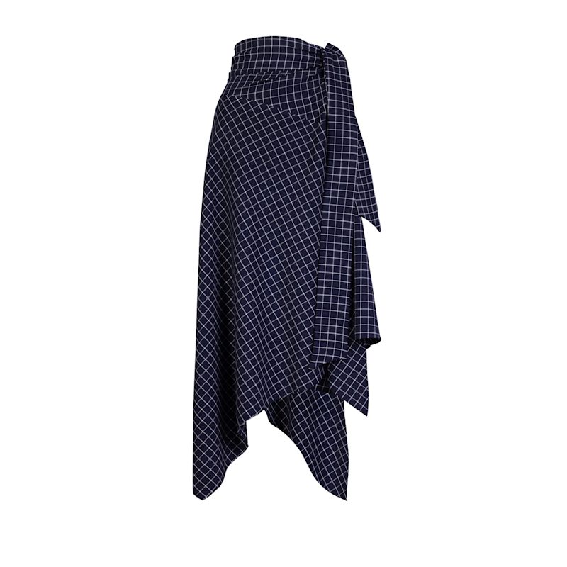 Thumbnail of Klum Wrap Skirt In Navy Grid image