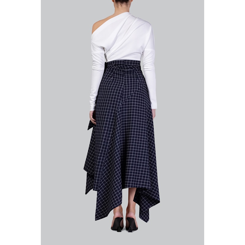 Thumbnail of Klum Wrap Skirt In Navy Grid image