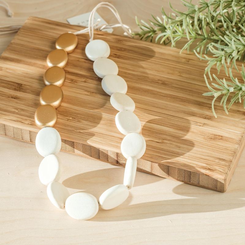 Thumbnail of Guija Statement Necklace, White & Gold image