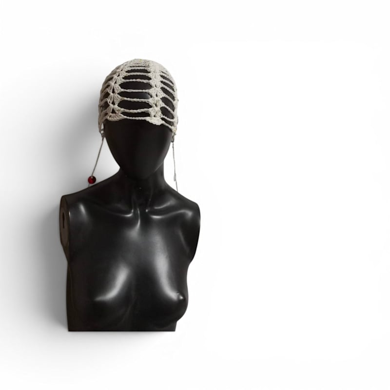 Thumbnail of Knitted Beret With Shiny Straps image