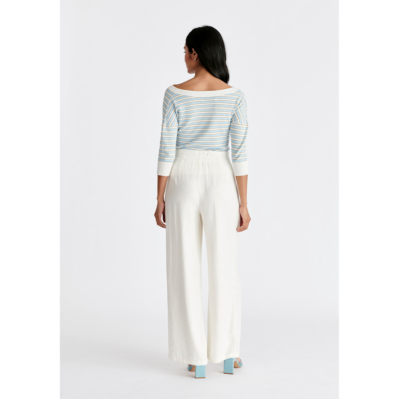 Thumbnail of Knitted Wrap Top In Gold, Light Blue & White image