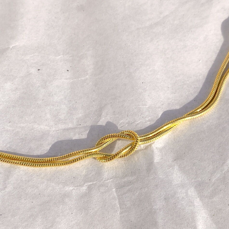 Thumbnail of Knot Chain Choker Necklace In Sterling Silver - Gold image