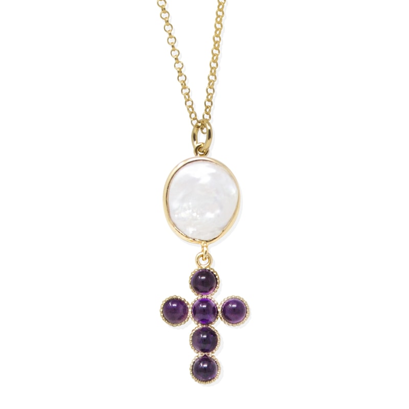 Thumbnail of Hope Gold-Plated Amethyst Cross Necklace image