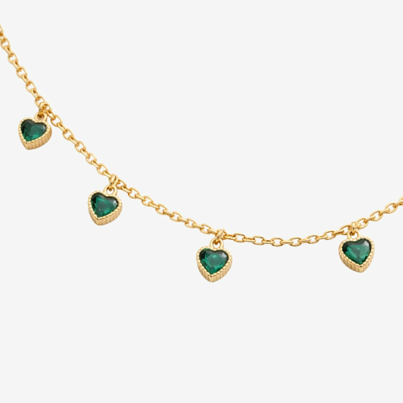 Thumbnail of Kokoro Green Heart Gold Necklace image