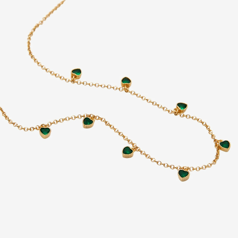 Thumbnail of Kokoro Green Heart Gold Necklace image