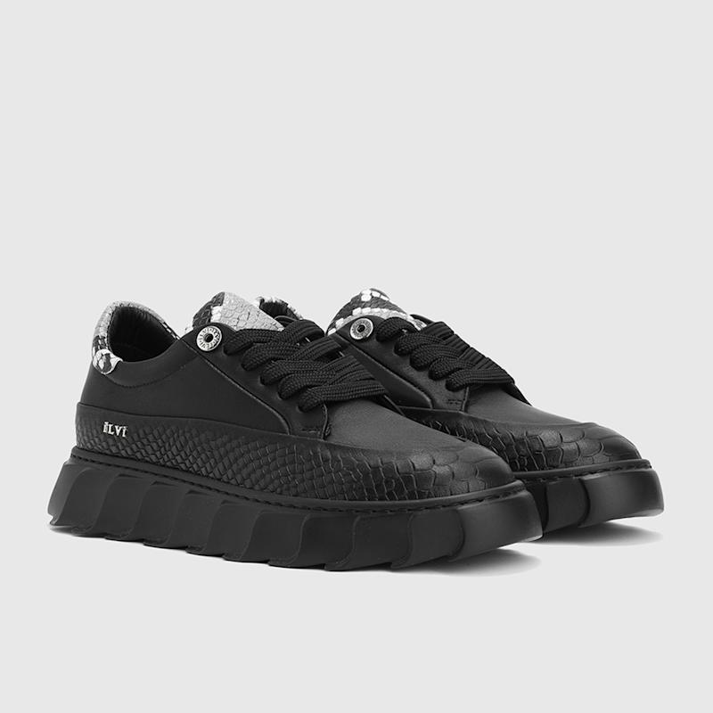 Thumbnail of Korevaar Black Leather Women's Sneaker image