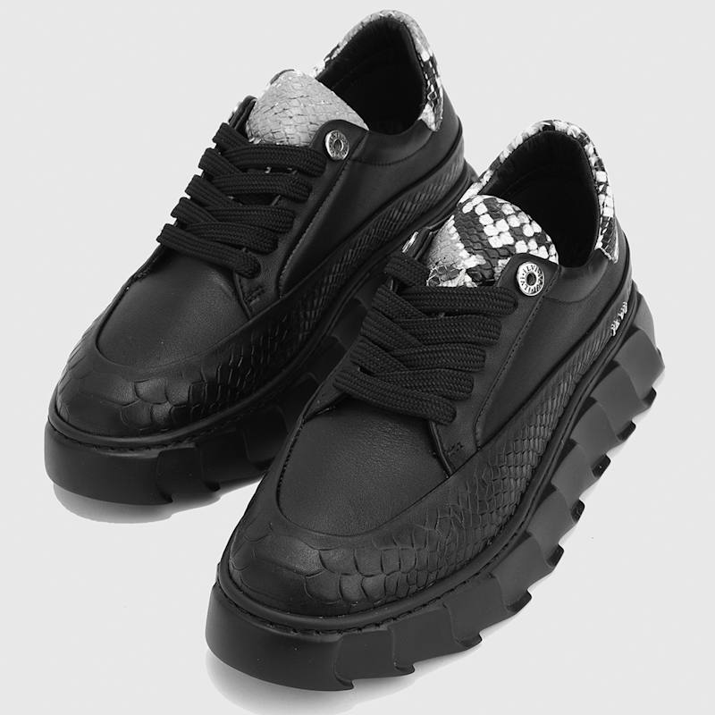 Thumbnail of Korevaar Black Leather Women's Sneaker image