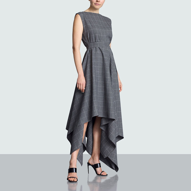 Thumbnail of Tolson Grey Grid Maxi Dress image
