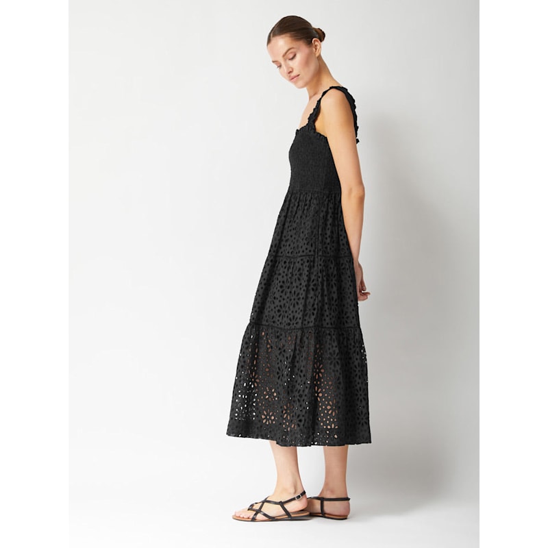 black eyelet lace dress Black Eyelet Dress - Pierced Lace Dress - Black Cotton Mini Dress