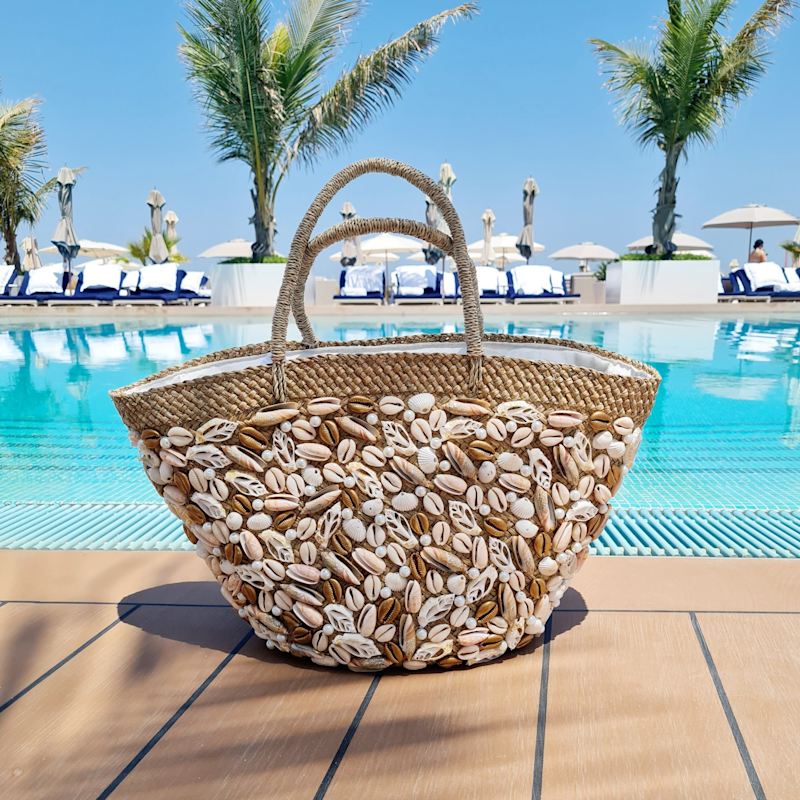 Alicia Straw & Shell Beach Bag | OhSun | Wolf & Badger