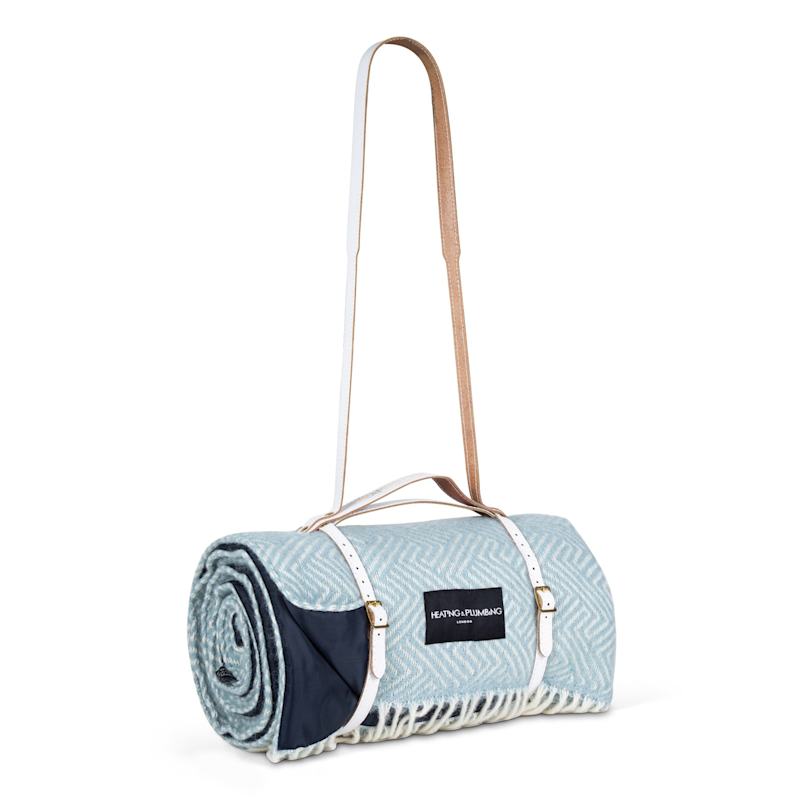 Thumbnail of Pure New Wool Waterproof Picnic Blanket - Blue image