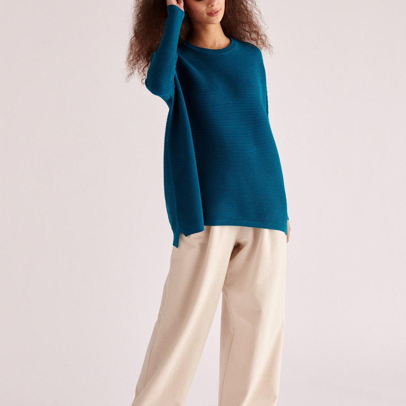 Thumbnail of Paisie Ribbed Jumper In Ocean Blue image