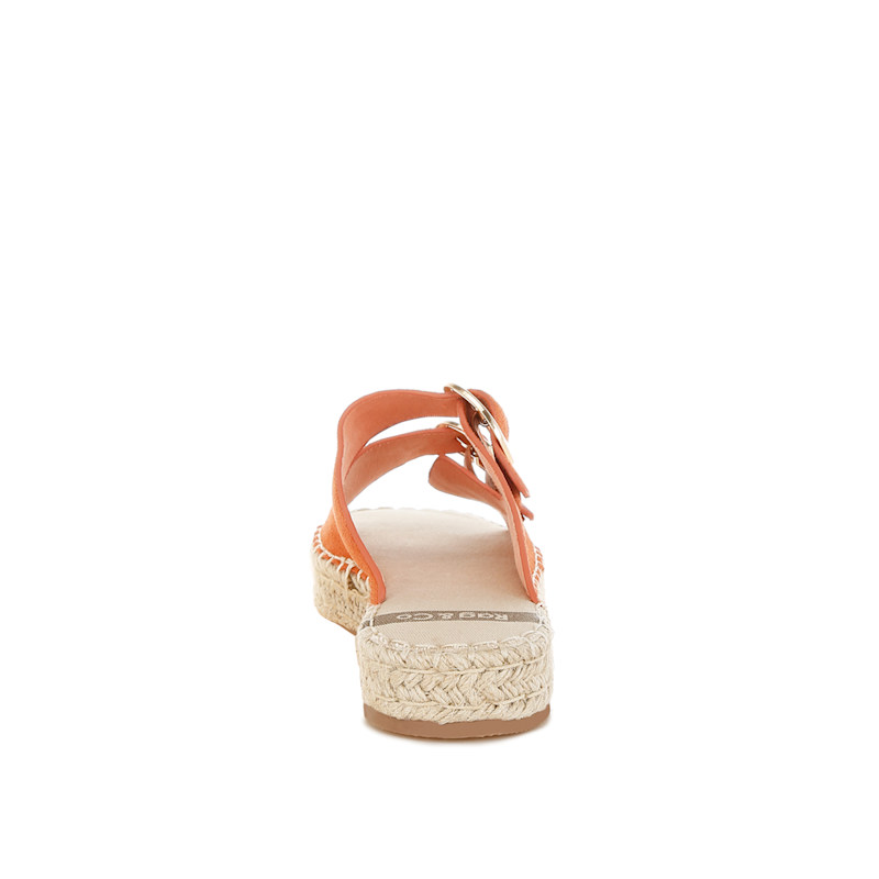 Thumbnail of Kuopa Genuine Soft Leather Espadrille Flatform Sandals In Tan By Rag & Co image