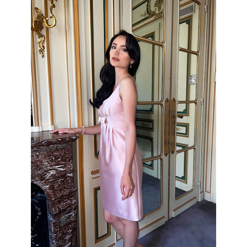 Thumbnail of 'Sabrina' 100% Wool & Silk Dress In Rosa image