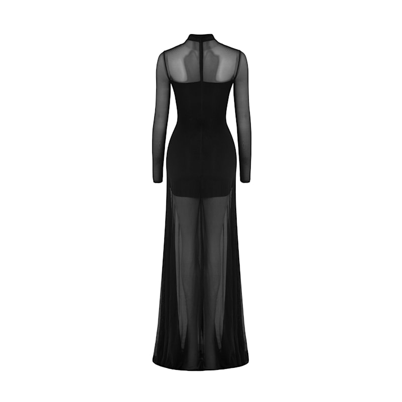 Thumbnail of Kya Black Mesh Maxi Dress image