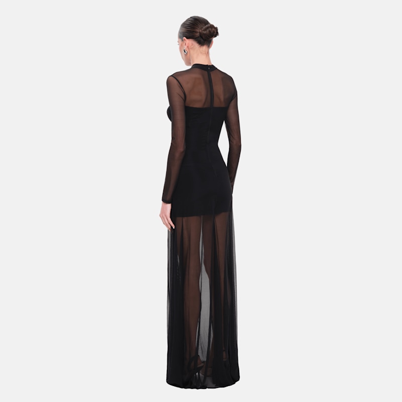 Thumbnail of Kya Black Mesh Maxi Dress image