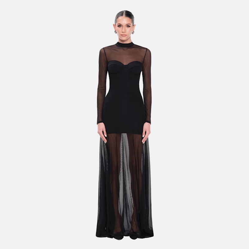 Thumbnail of Kya Black Mesh Maxi Dress image