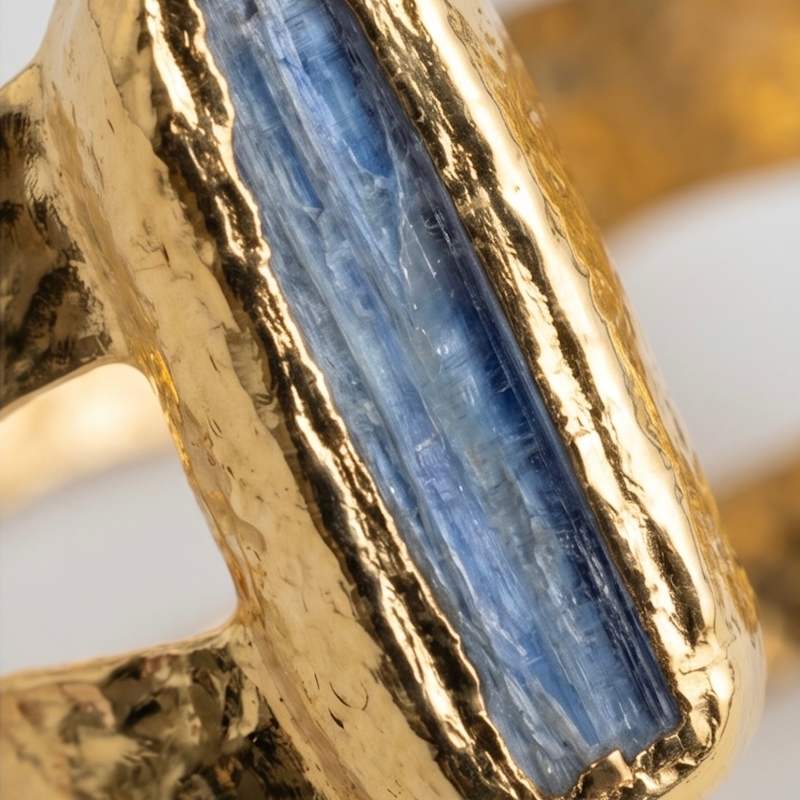 Thumbnail of Kyanite Natural Gemstone Vermeil Gold Plated Bangle Adjustable Size image