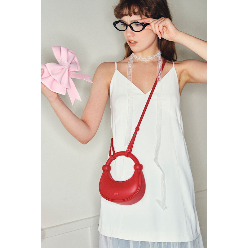 Thumbnail of Kyoto Red Leather Crossbody Crescent Bag image