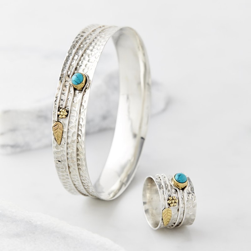 Thumbnail of Secret Garden Silver Bangle - Turquoise image